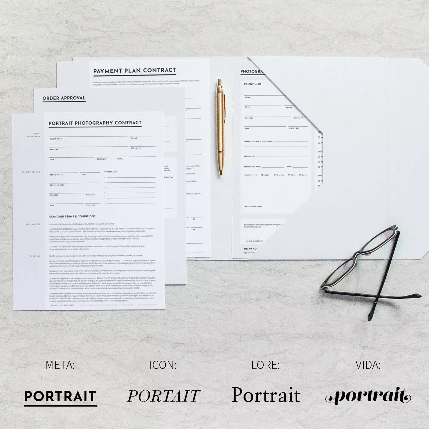 DesignAglow Portraits & Families Essential Portrait Contract & Forms