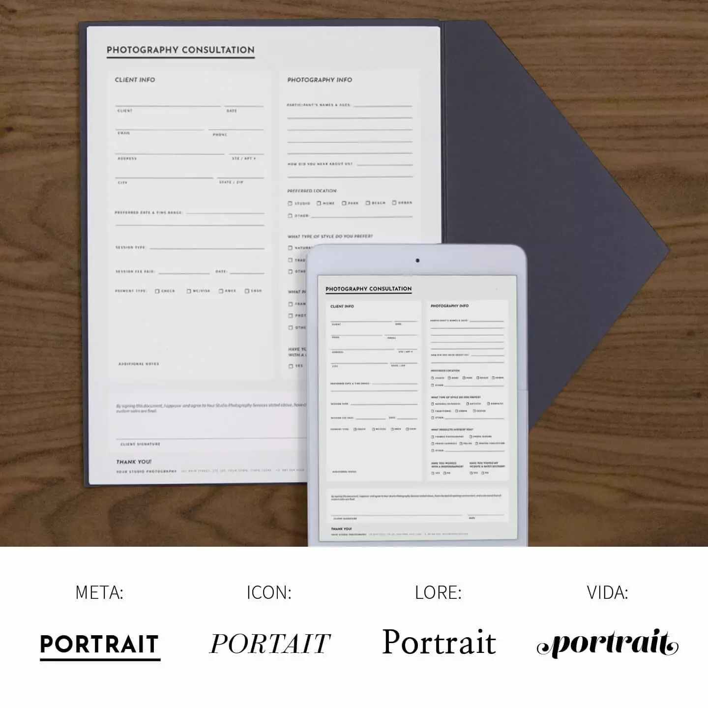 DesignAglow Portraits & Families Essential Portrait Contract & Forms